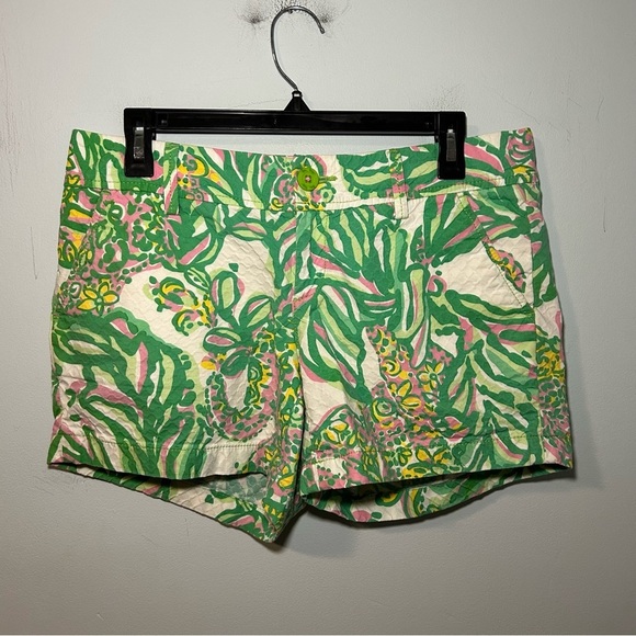 Lilly Pulitzer 100% Cotton Seeing Pink Elephants The Callahan Shorts Size 6 - Picture 1 of 8